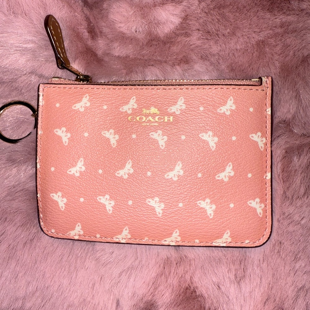 Coach Pink Butterfly Keychain Pouch